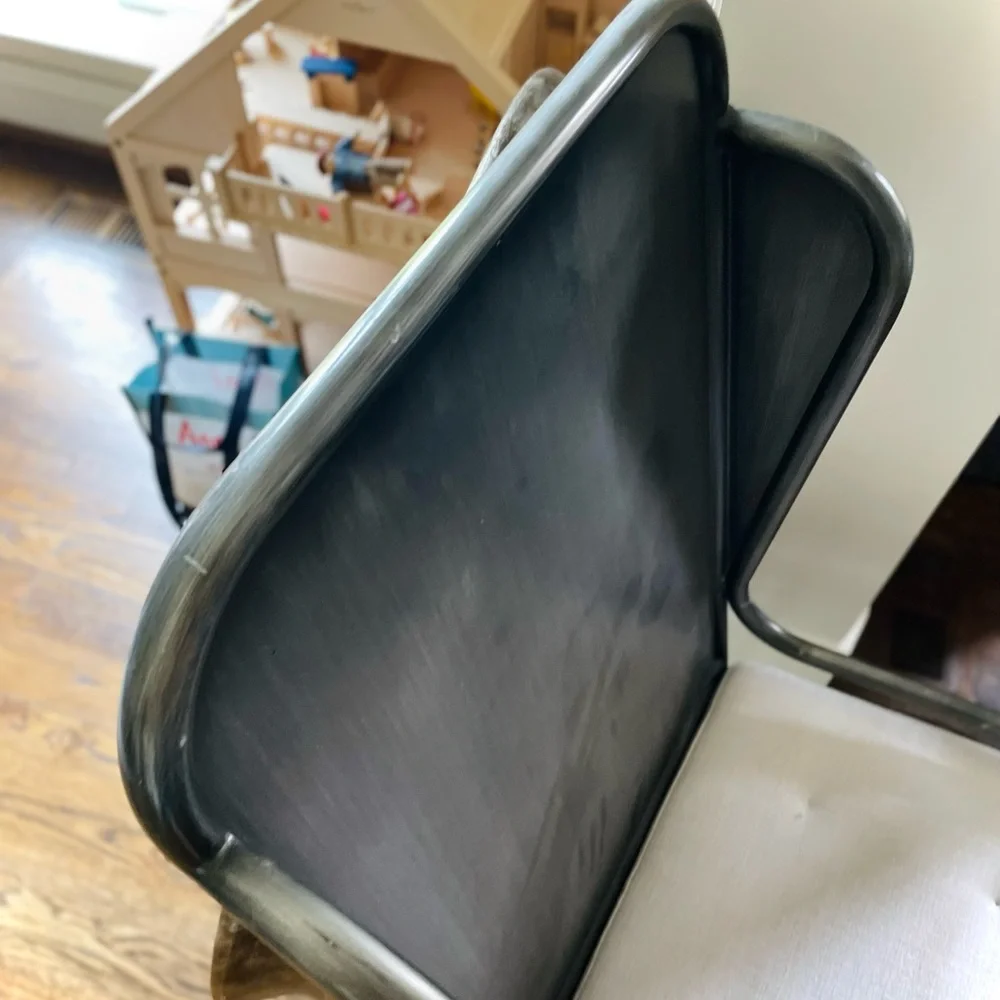 UNIV CHAIR | 46” H | Metal Industrial Gunmetal Accent Arm Chair RARE PICKUP ONLY